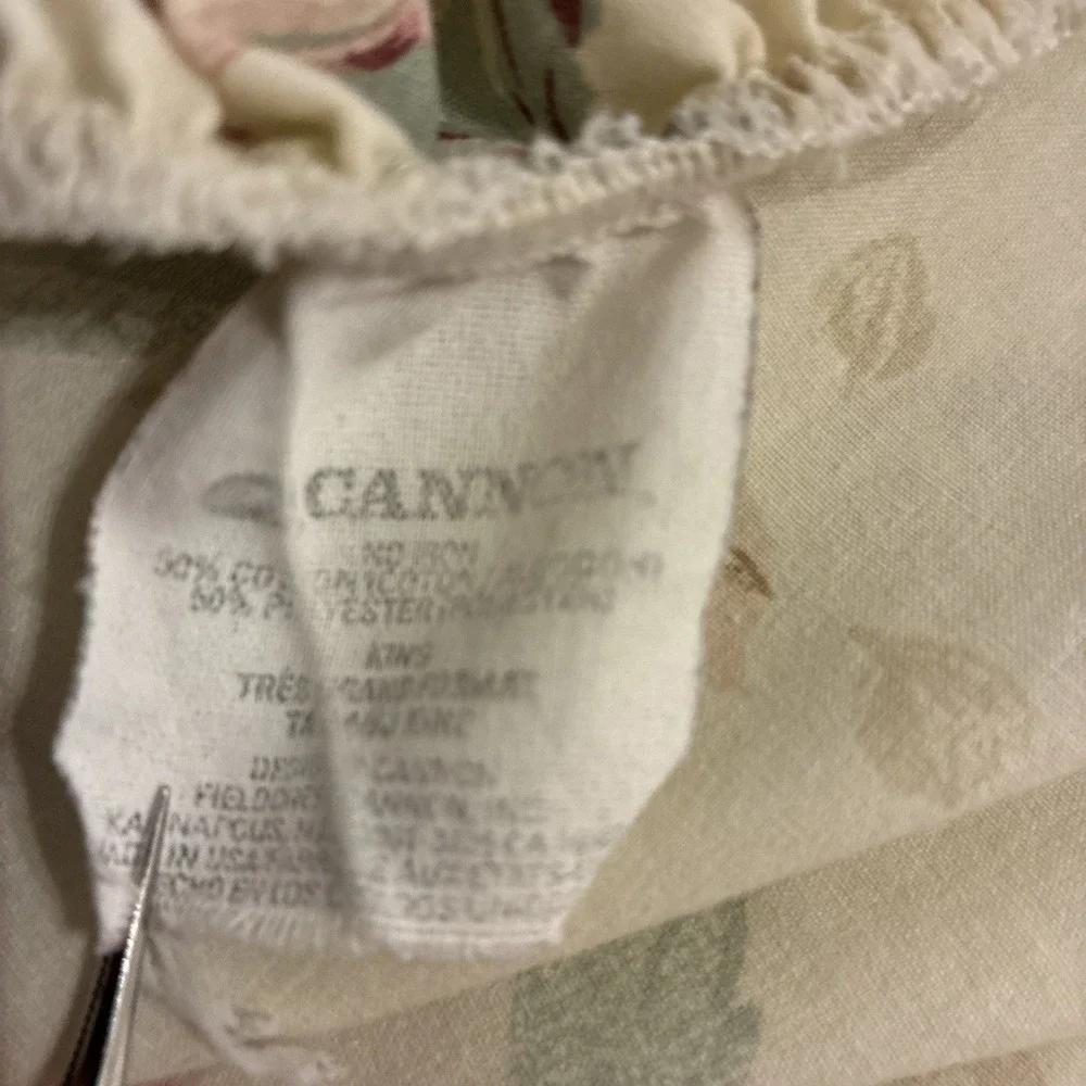 Vintage Cannon No Iron King Sheet Set 4 Piece Floral Flat Fitted 2 Pillowcases